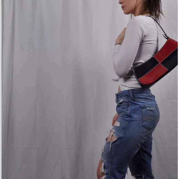 vintage black and red shoulder purse sporty mini - Picture 3 of 8